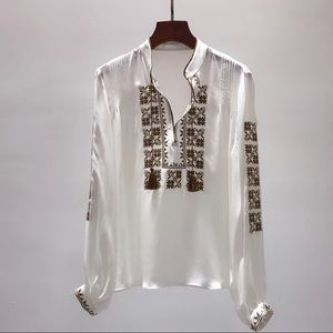 Nili Lotan Silk top embroidery-brand new S